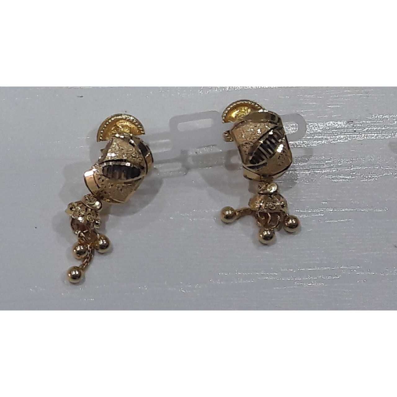 22KT Gold Ladies Indian Fancy Vertical Studded Earring