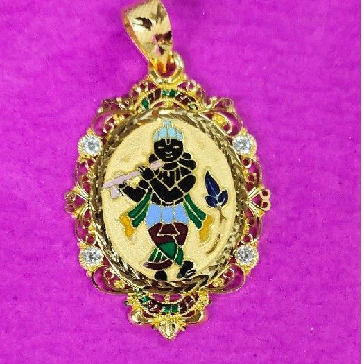 916 gold antique krishna mina pendant