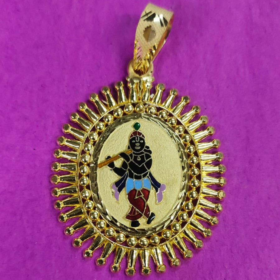 916 Gold Oval Shape Krishna Pendant