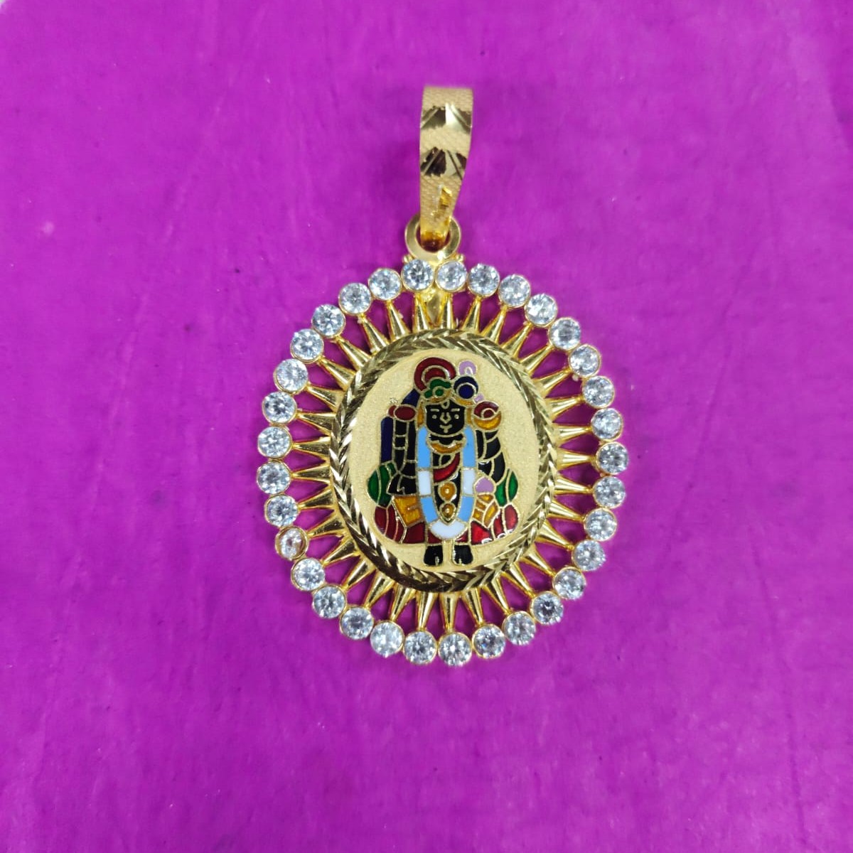 22K Gold CZ Dwarkadhish Pendant