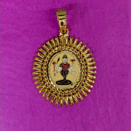 22 kt. Gold flower shape Nagneswari Ma Mina pendant