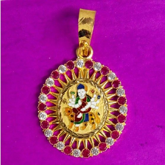 22kt. Gold Diamond Ambaji Ma Mina Pendant