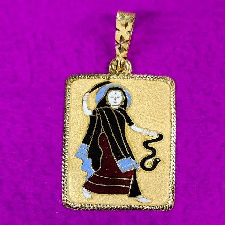 22kt. gold rectangle shape mogal ma mina pendant