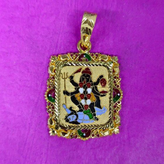 22kt. Gold Square Antique Mahakali Ma Mina Pendant