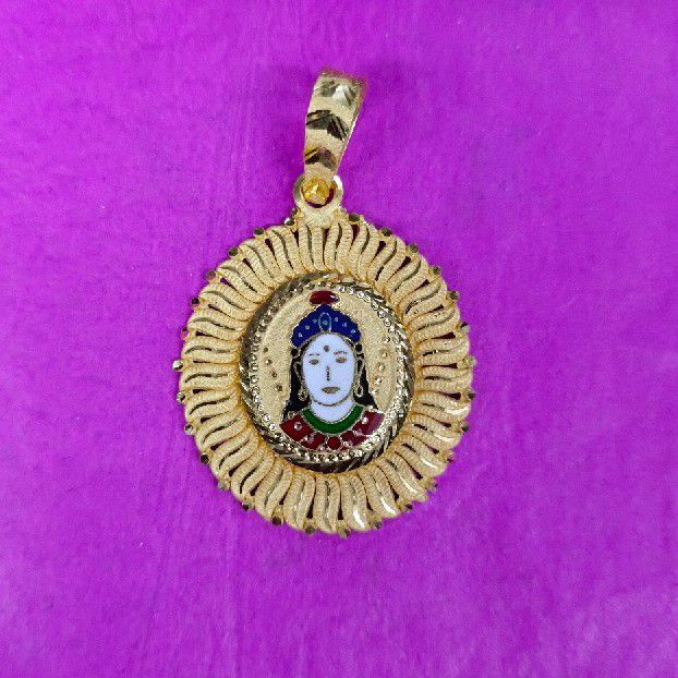 916 Gold Flower Shape Chehar Ma Mina Pendant