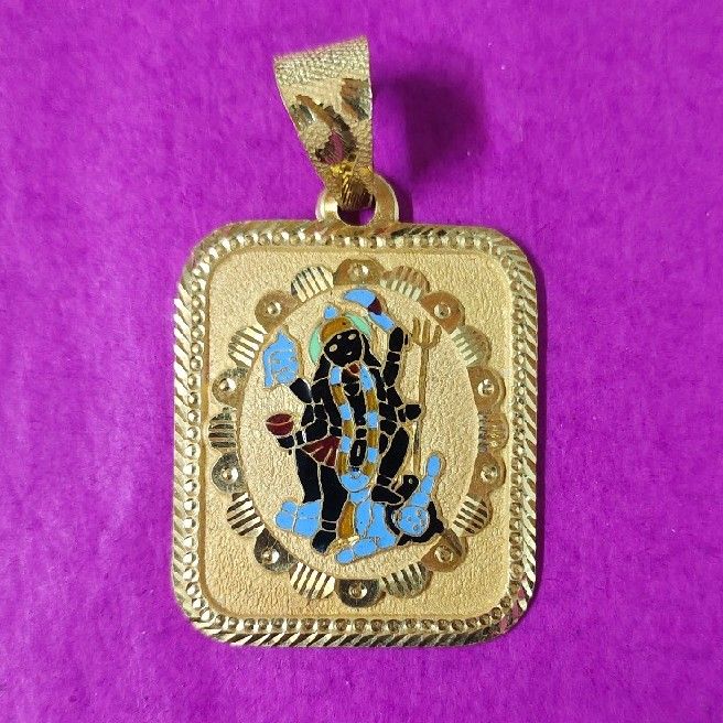 22k gold mahakali ma rectangle shape mina pendant