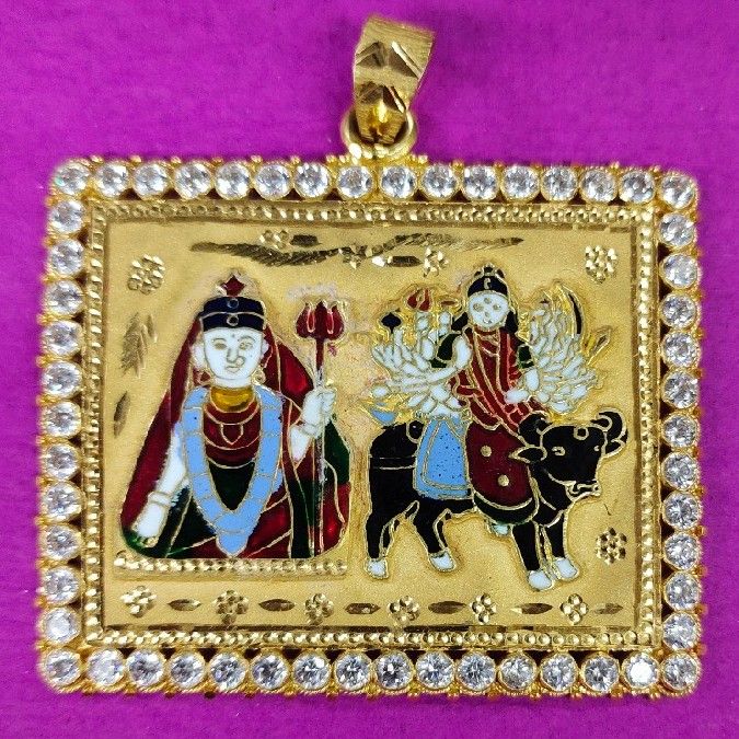 22kt Gold Dipeswari Vihat Ma Mix Mina Pendant