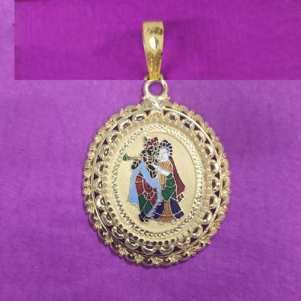 916 Gold Minakari Radhakrishna Fancy Pendant