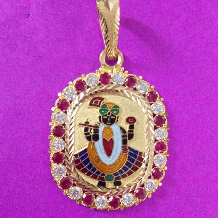 22kt Gold Diomond Dwarkadhish Mina Pendant