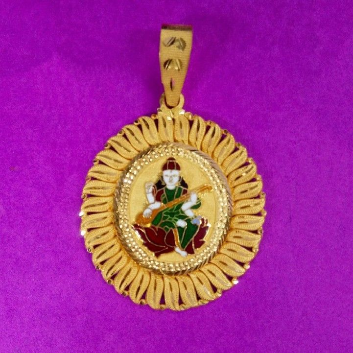 916 gold sarshwati ma mina pendant