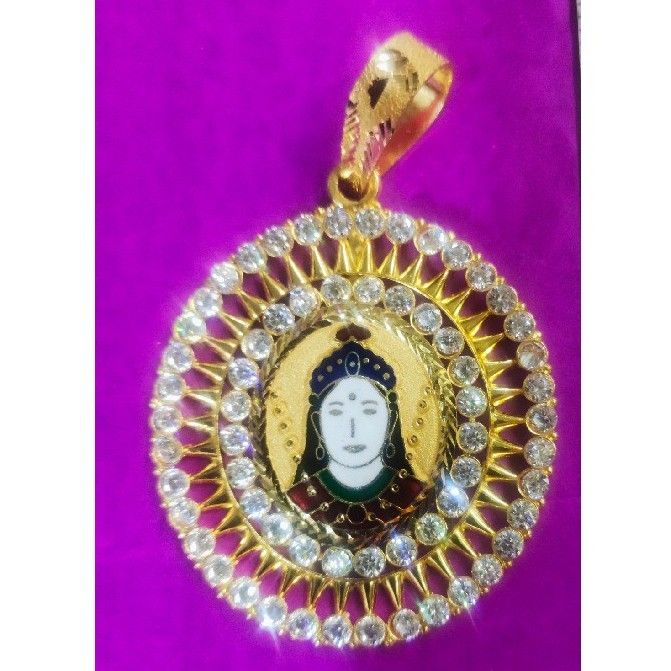 916 Gold Chehar Ma Diomond Mina Pendant