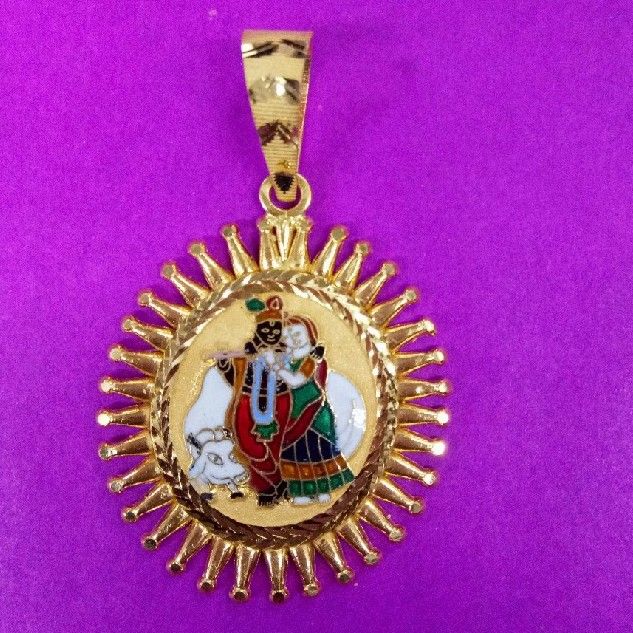 916 gold radhakrishna mina pendant