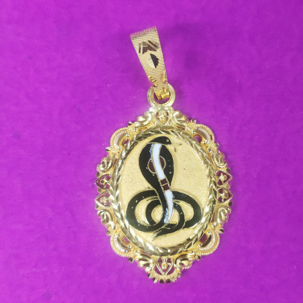 916 Goga Maharaj oval shape Gold Mina pendant