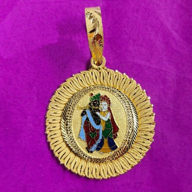 916 Fancy Radha krishna minakari Gents pendant