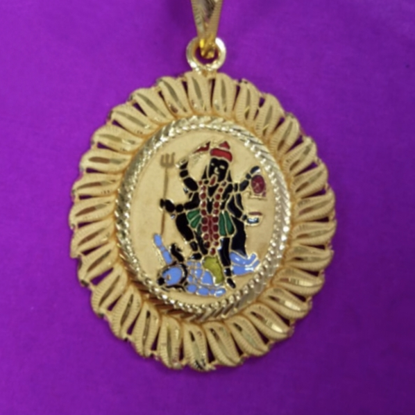 Gold Mahakali ma mina Round  pendant