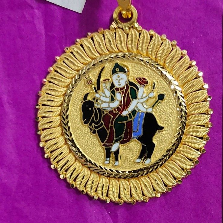 916 Gold Meladi Ma Fancy Round meena pendant