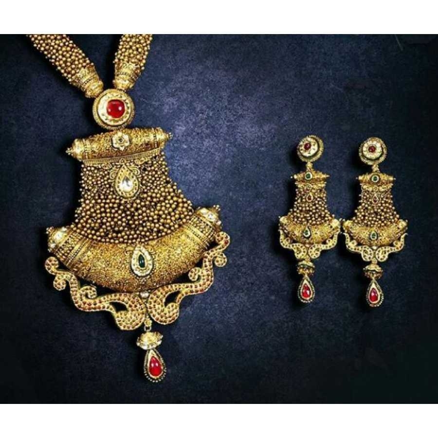 22KT Gold Ladies Jadtar Necklace Set