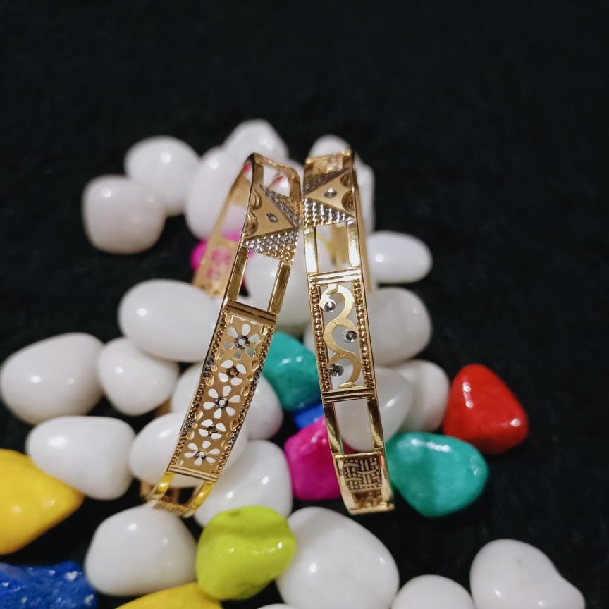 22K Gold Fancy Double Pipe Kadli Bangle