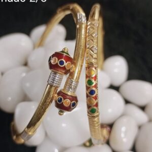 916 Gold Fancy Ball Pipe Copper Kadli Bangle SGC19