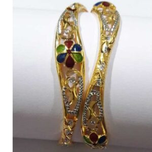 22KT Gold Colorful Flower Design Bangle