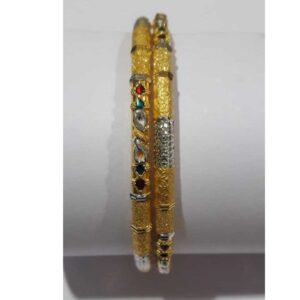 22KT Gold Designer Colored Stone Copper Pipe Kadli
