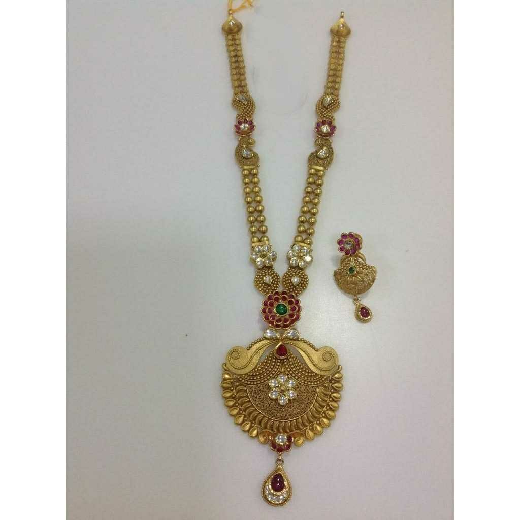 916 Designer Gold Ladies Antique Necklace  set
