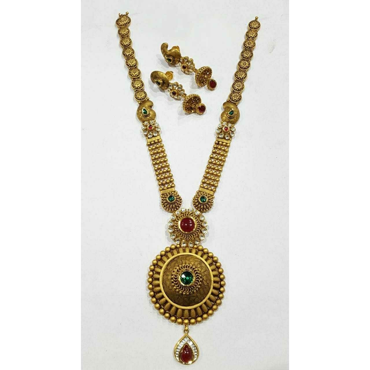 22KT Gold Ladies Jadtar Wedding Antique Necklace  set