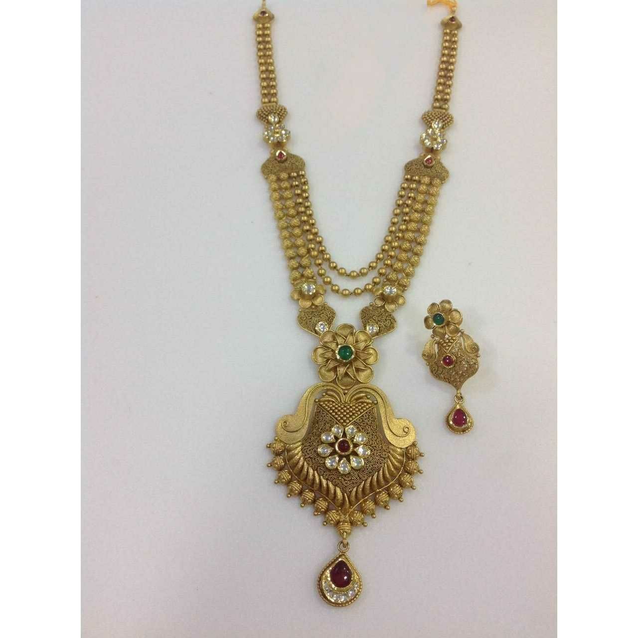 916 Gold Ladies Indian Fancy Necklace Set