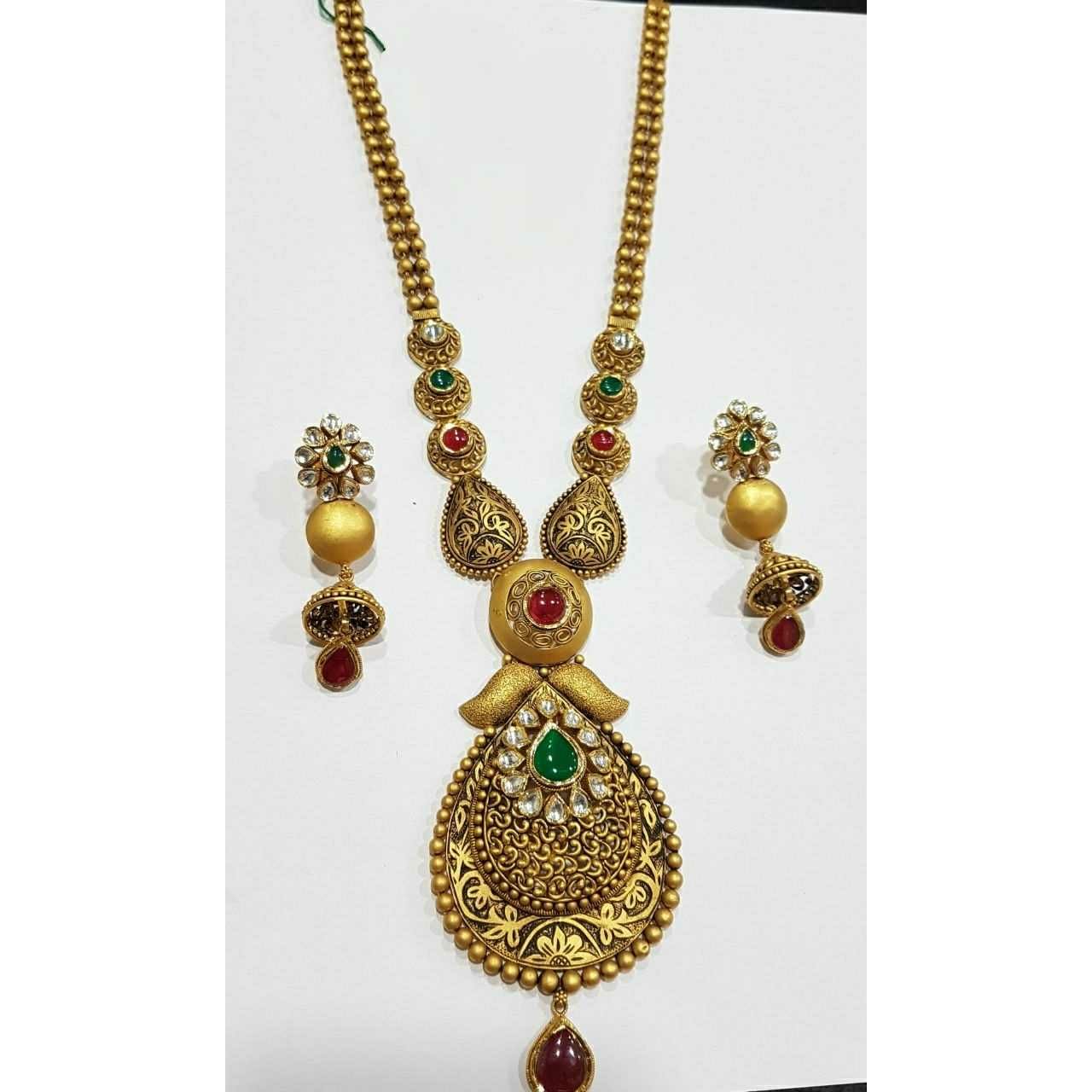 916 Gold Ladies Jadtar Fancy Necklace set