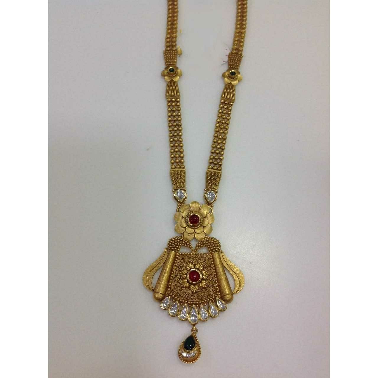 22KT Gold Ladies Jadtar Antique Necklace set Yellow