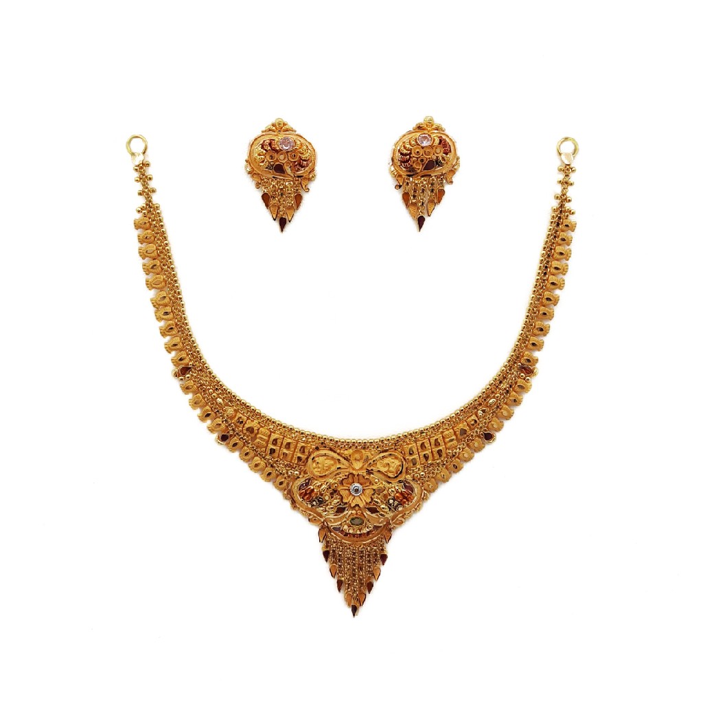 22k Gold Culcutti Necklace with Earrings