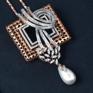 Designer square shape diamond pendant set