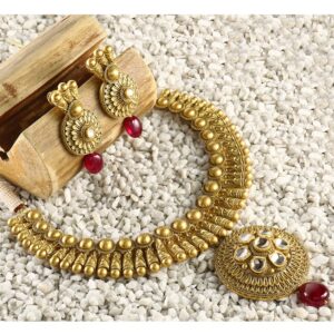 22KT Gold Antique Kundan Necklace Set