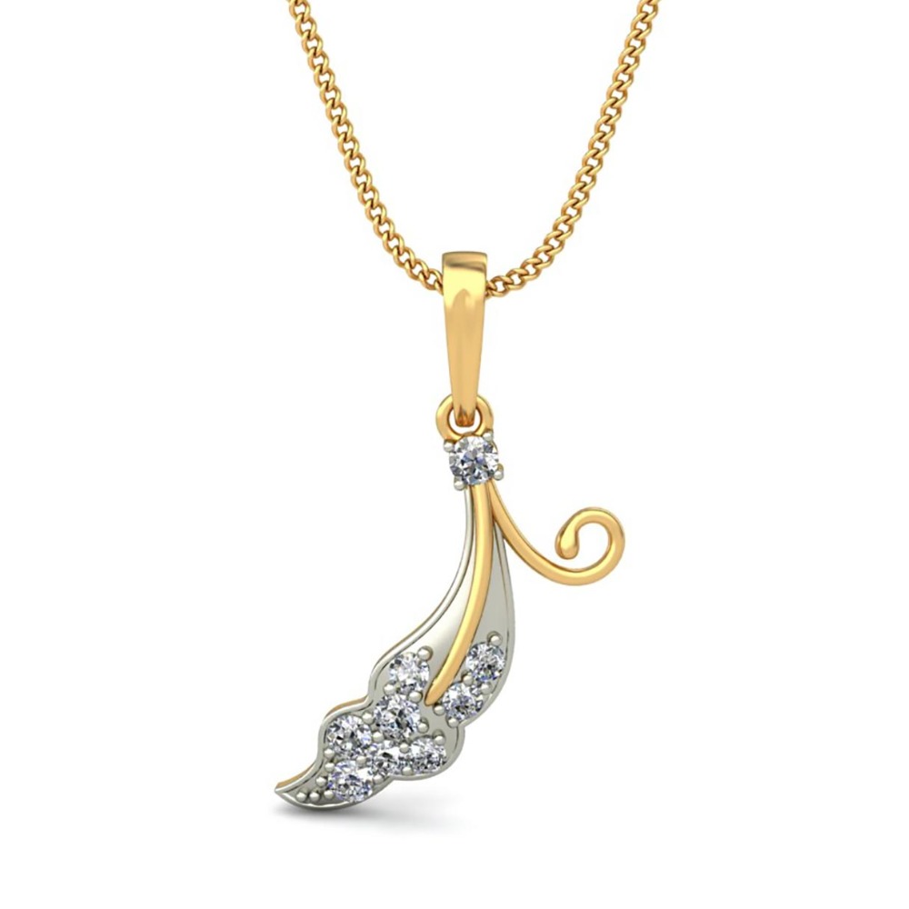 delicate diamond  feather pendant