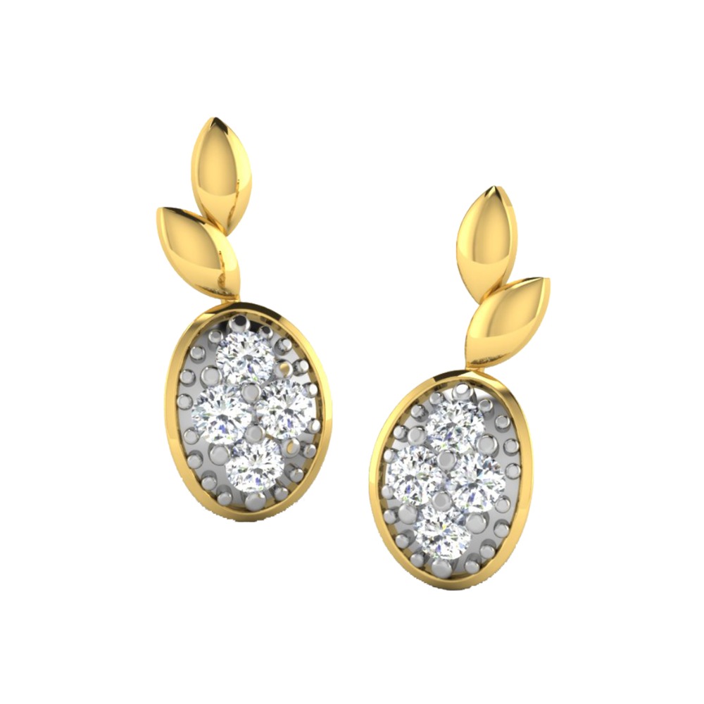 leaf diamond studs