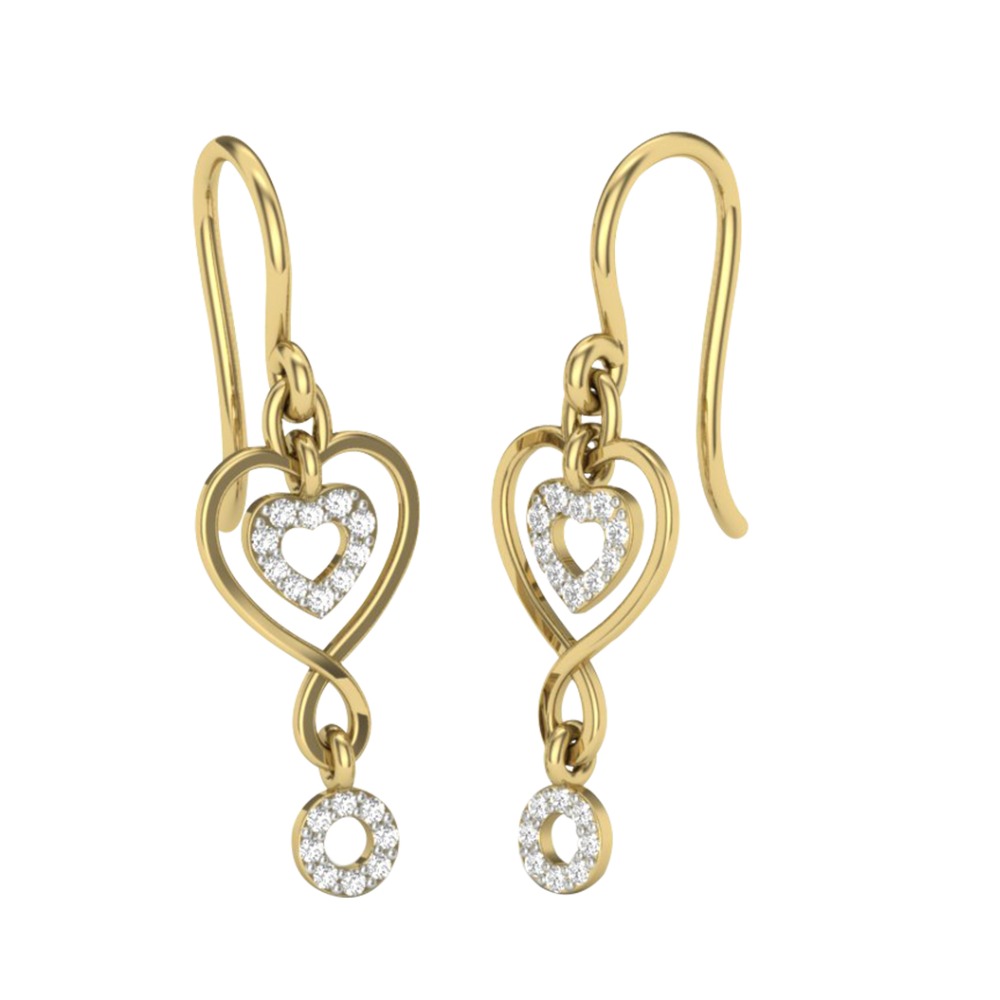 long hanging heart earring