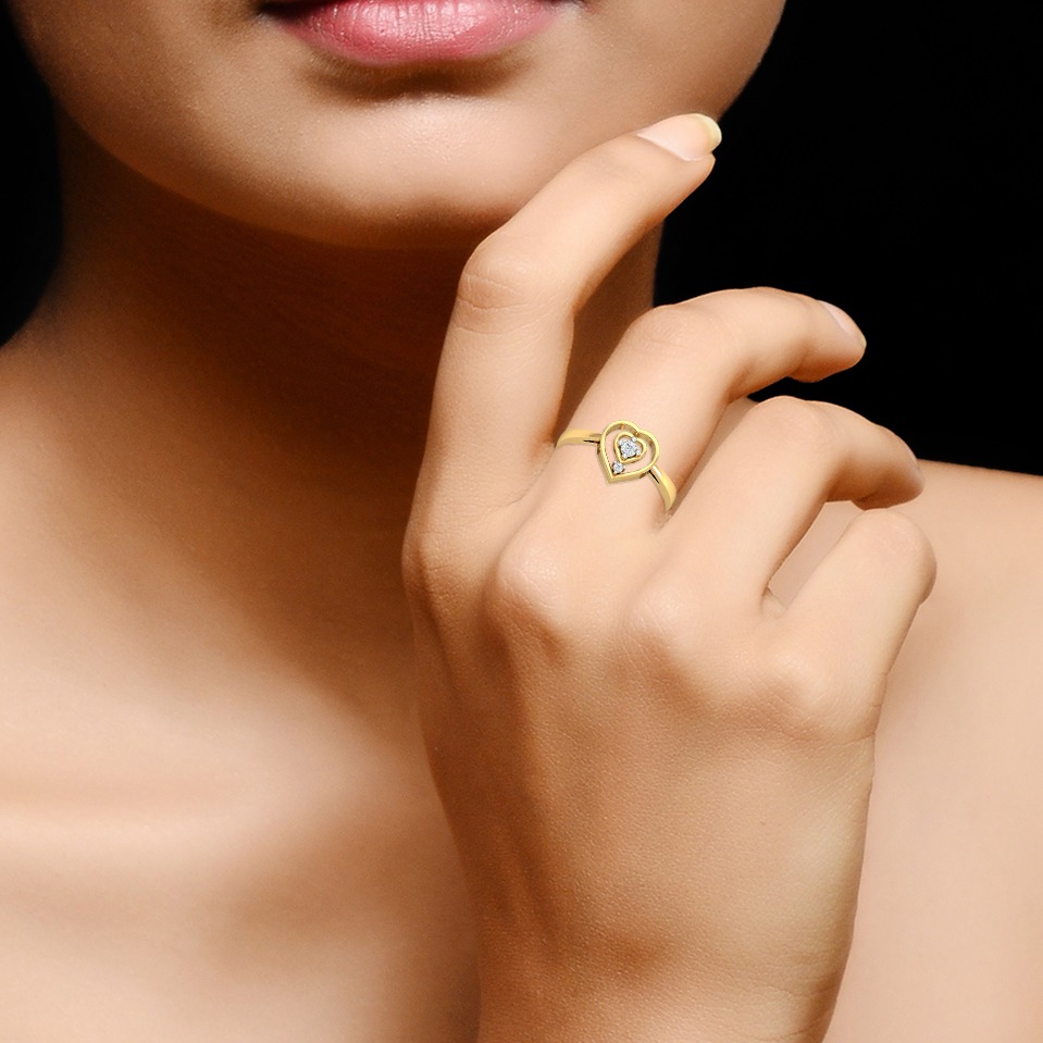 14KT 2 HEART SHAPE RING - Image 2