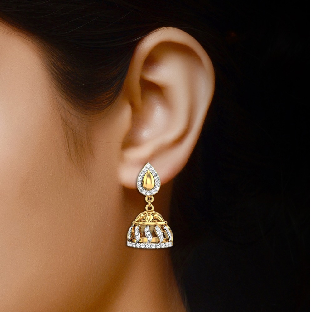gold diamond jhumki - Image 2