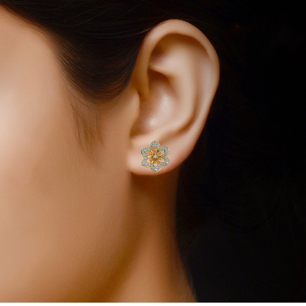 diamond flower studs - Image 2