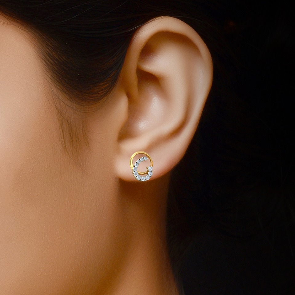 c shape diamond studs - Image 2
