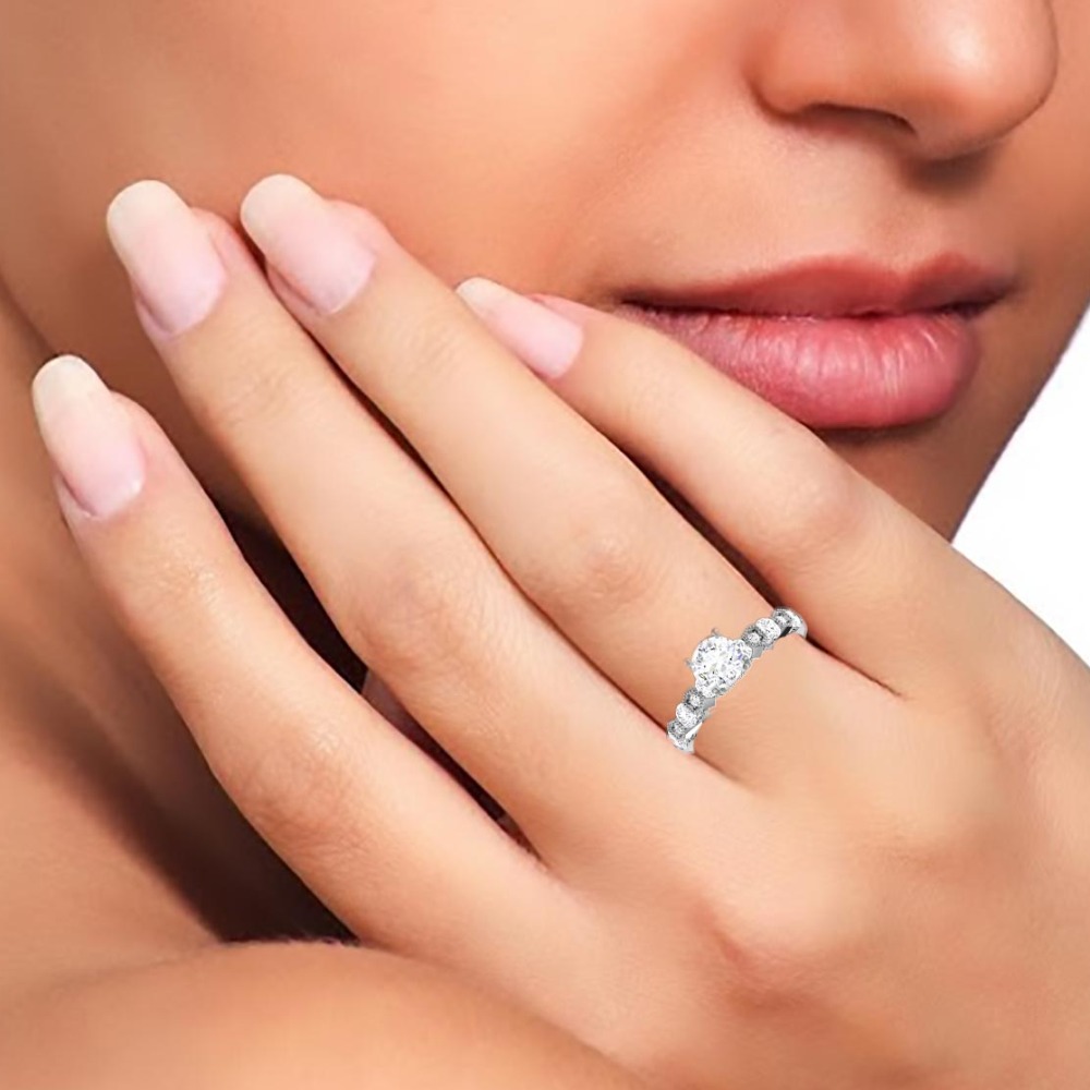14KT SOLITAIRE SQUARE RING - Image 2