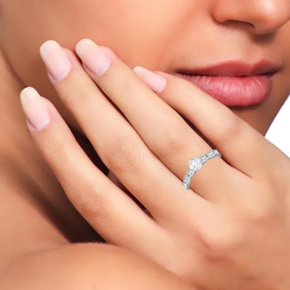 14kt silver solitaire ring - Image 2