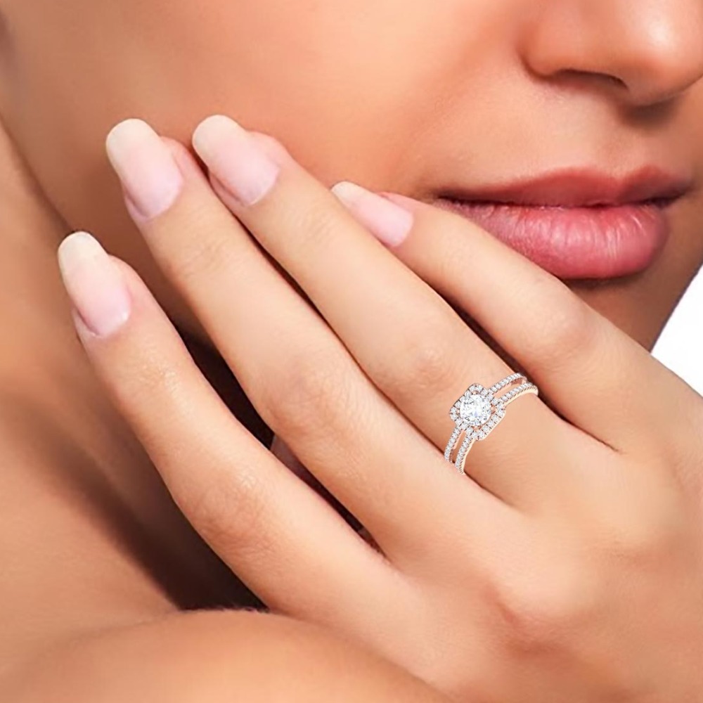14KT ROSE GOLD SQUARE AND ROUND SHAPE RING - Image 2