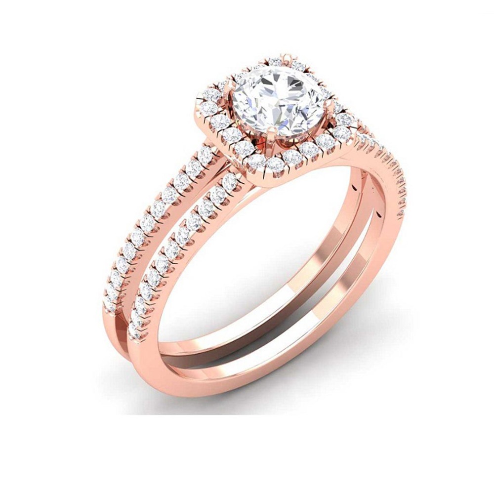 14KT ROSE GOLD SQUARE AND ROUND SHAPE RING