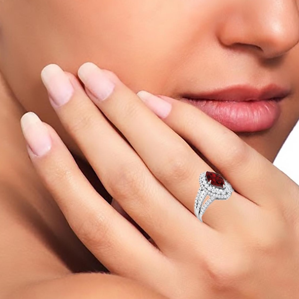 14KT GOLD RED STONE RING - Image 2