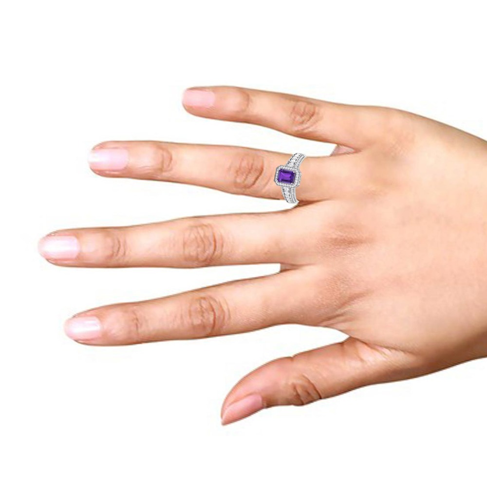 14KT GOLD PURPAL SQUARE STONE RING - Image 2