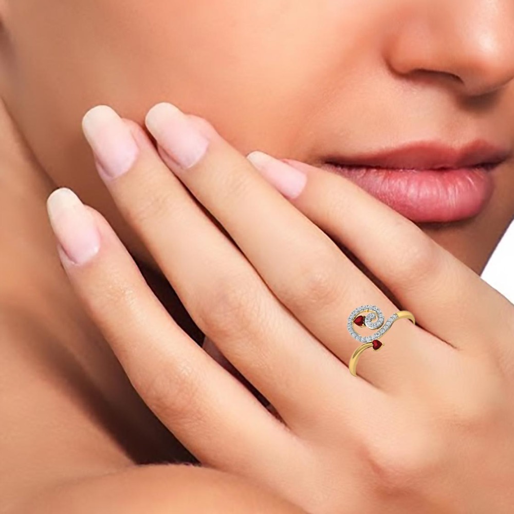 14KT GOLD HEART STONE RING - Image 2