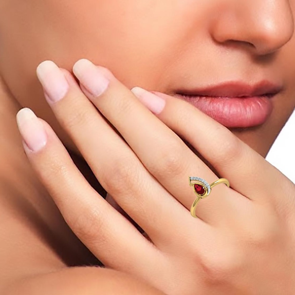 14KT GOLD LEVAES STONE RING - Image 2