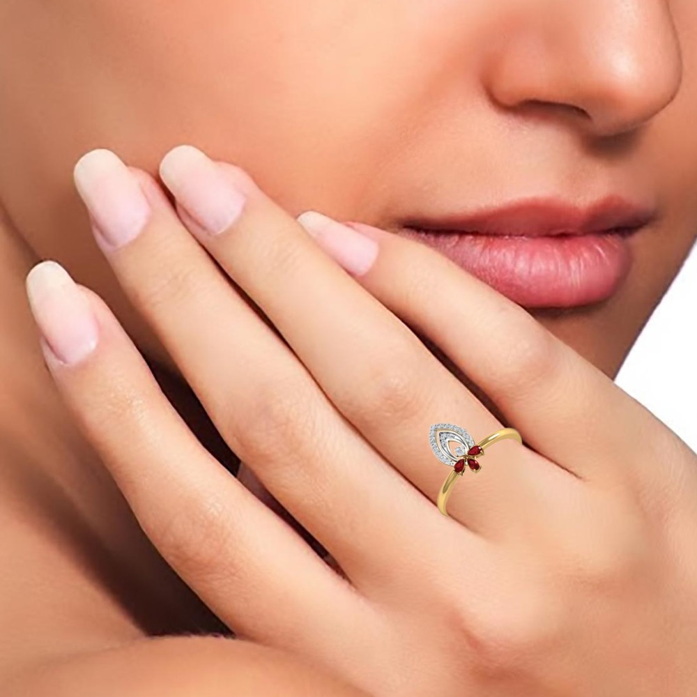 14kt leafe shape coloring stone ring - Image 2