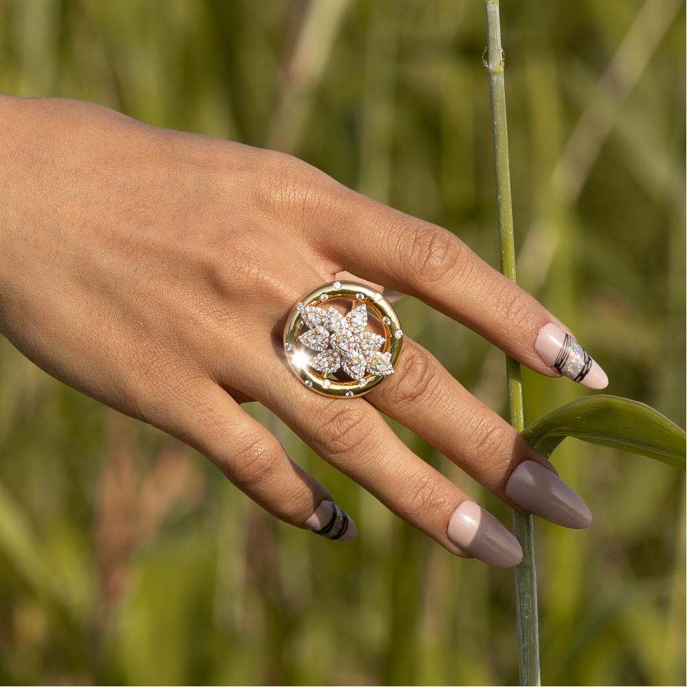 flower gold diamond ring - Image 2